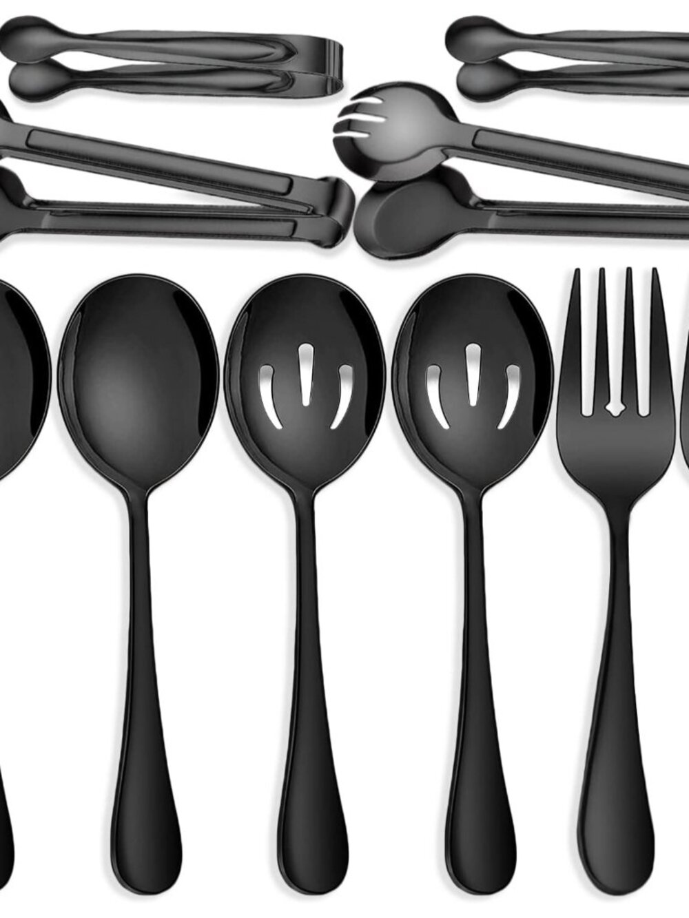 10 PCS Stainless Steel Serving Utensils, Large Serving Spoons Slotted Spoons, Se